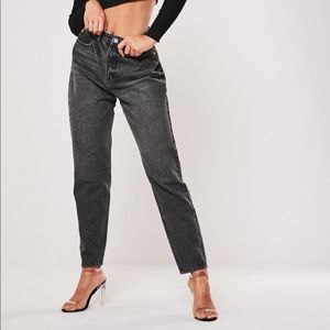High waisted washed-out black mom jeans